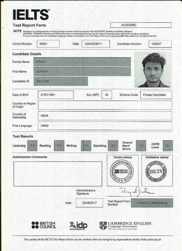 Clear IELTS in single attempt.